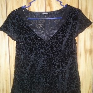 Black velour/ lacey print Daisy Fuentes top